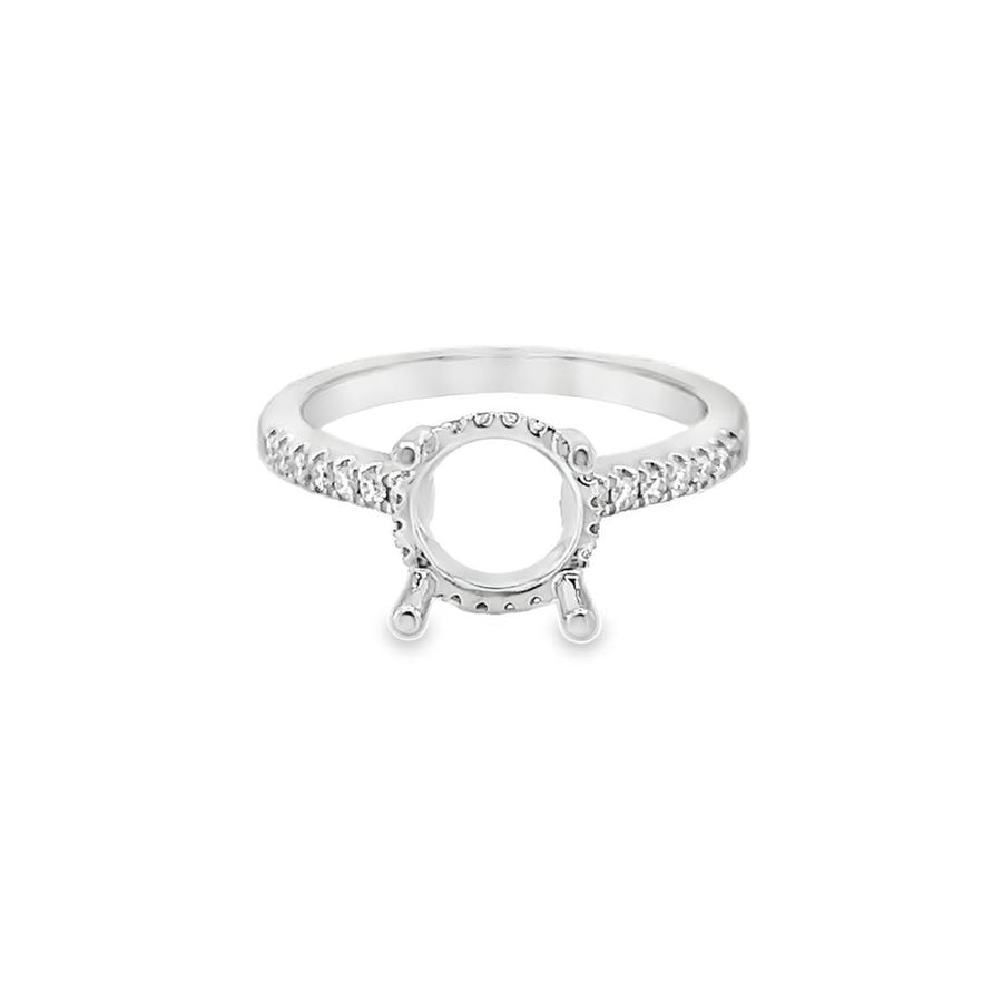 Nelson Lady's White 18 Karat Hidden Diamond Halo Ring Mounting