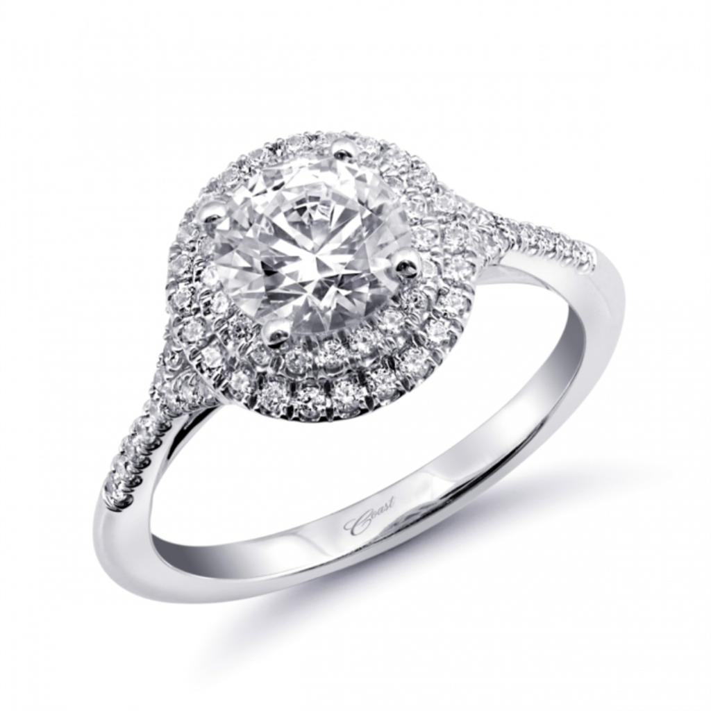 Coast Diamond Double Halo Split Shank Engagement Ring