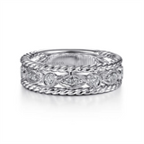 Lady's White 14 Karat Migrain/Twisted Rope Frame Marquise And Round St