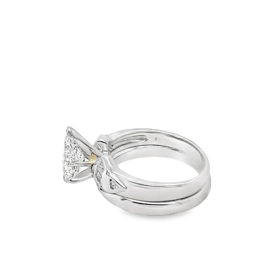 Estate Pear And Baguette Diamond Engagement Ring