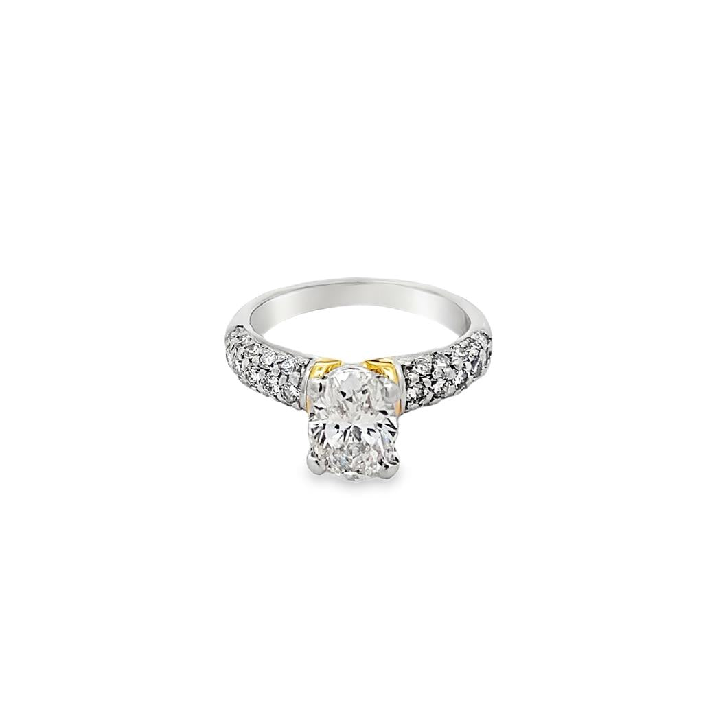 Oval Diamond Engagement Ring with Pave Shank