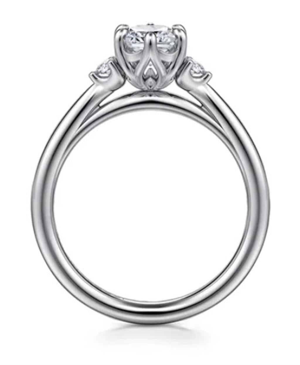 Lady's White 14 Karat 3 Stone 6 Prong Ring Size 6.5 2 = 0.08tw Round G