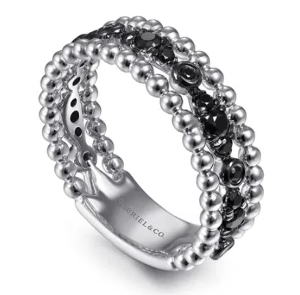 Sterling Silver Black Spinel Bujukan Stackable Ring Size 6.5 21 = 0.48