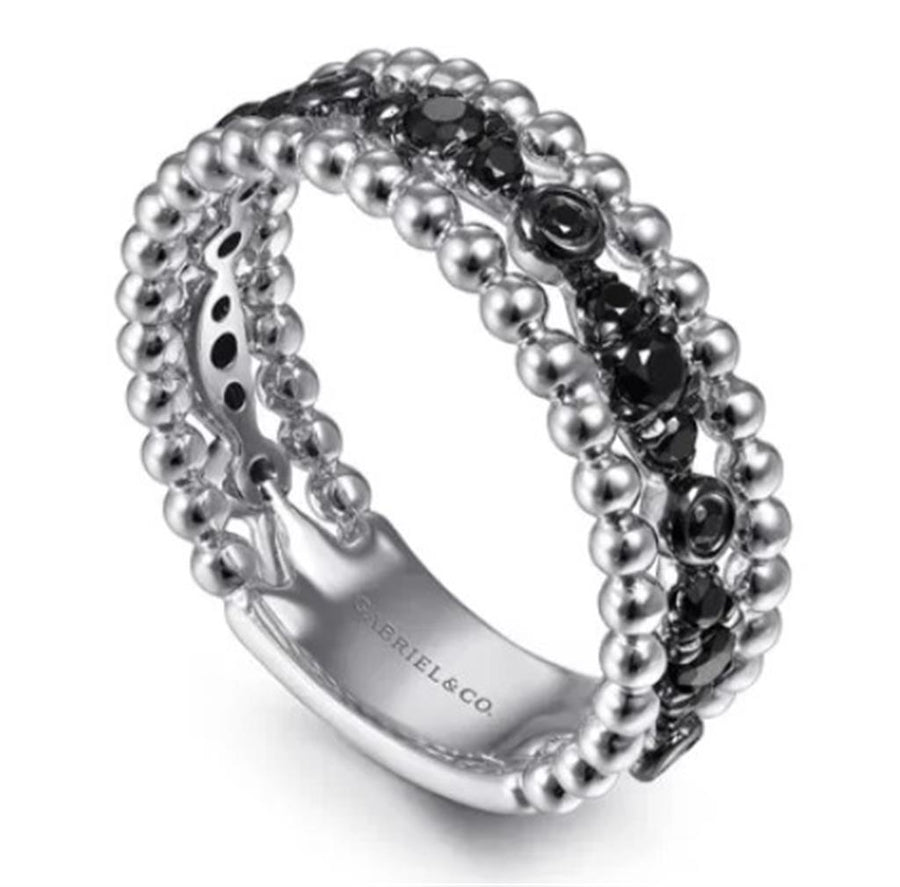 Sterling Silver Black Spinel Bujukan Stackable Ring Size 6.5 21 = 0.48
