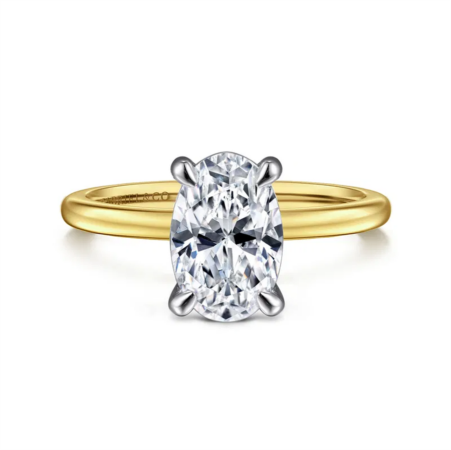 Two-Tone 14 Karat Evelina 10.5X7.0mm Oval Remount Size 6.5 Designer: G