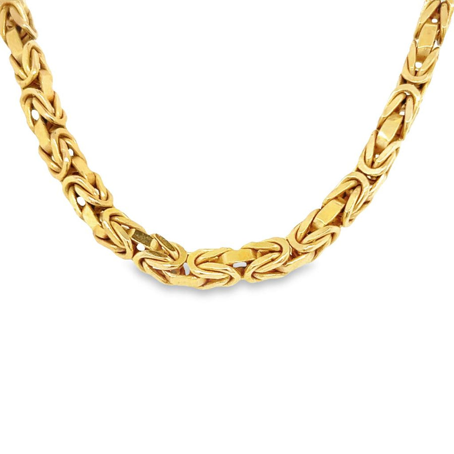 Yellow 14 Karat Byzantine Chain with Barrel Safety Catch