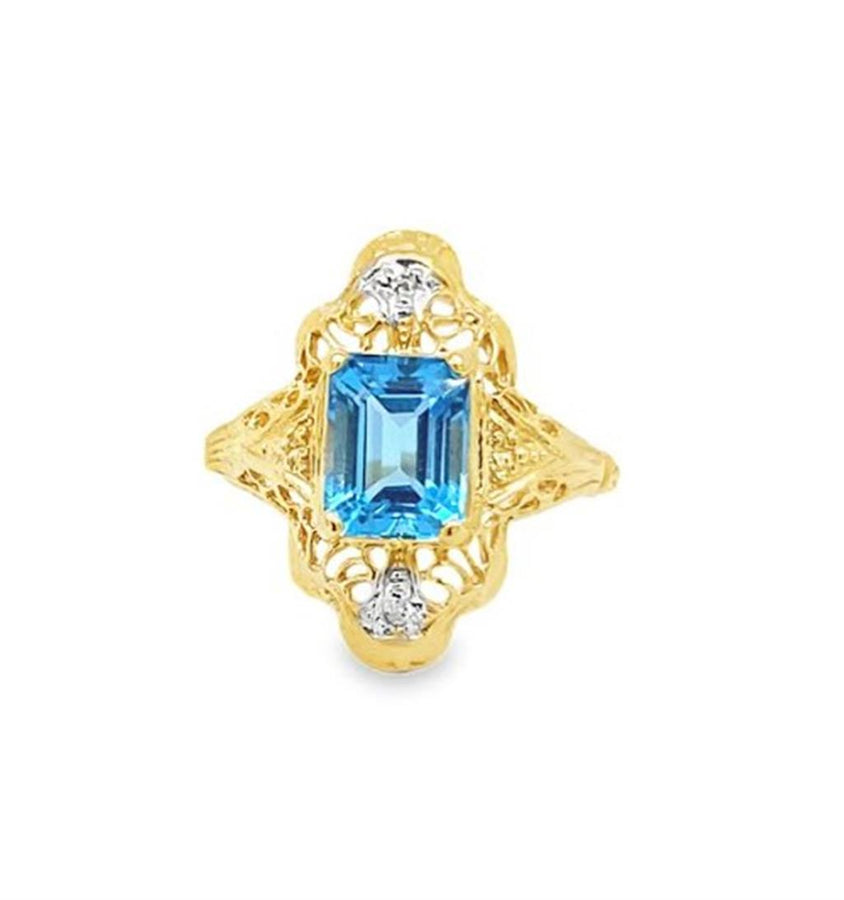 Two-Tone 14 Karat Engraved/Filigree Art Deco Ring Estate Jewelry Size