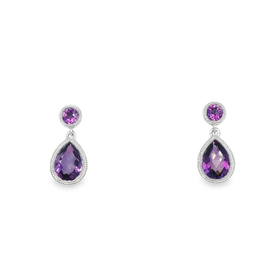 Lady's White 14 Karat Earrings 2=1.18tw P/S Amethyst
2=0.23tw Round A