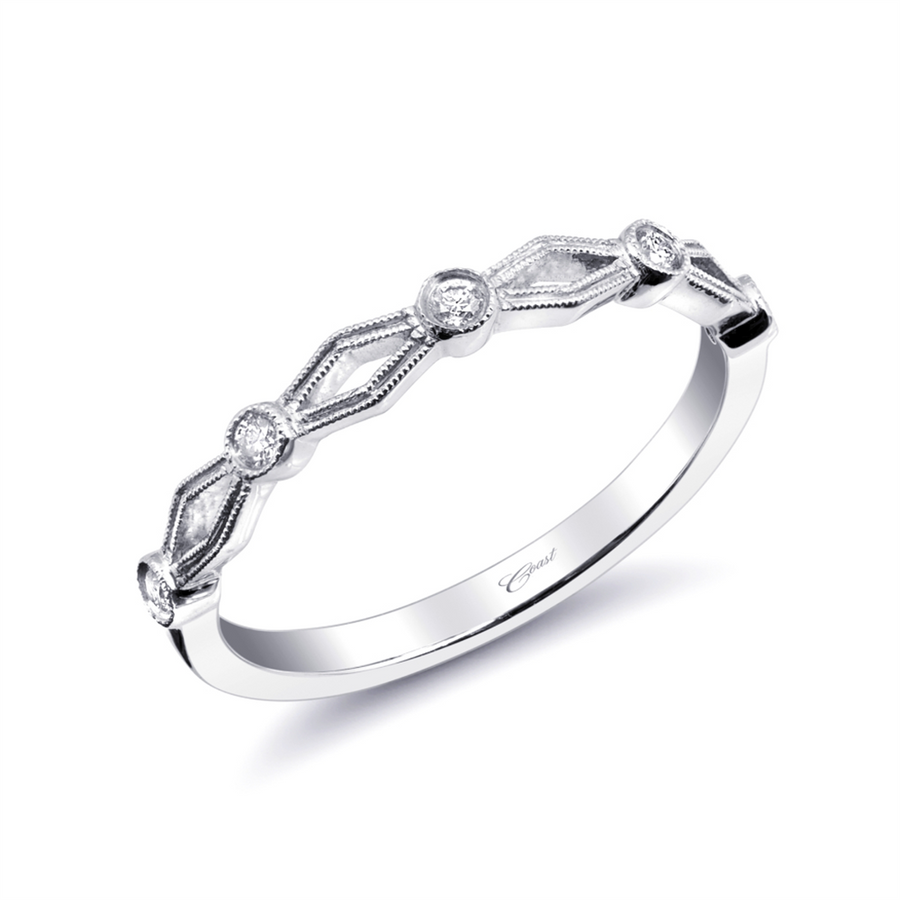 Coast Diamond Milgrain Geometric Wedding Band