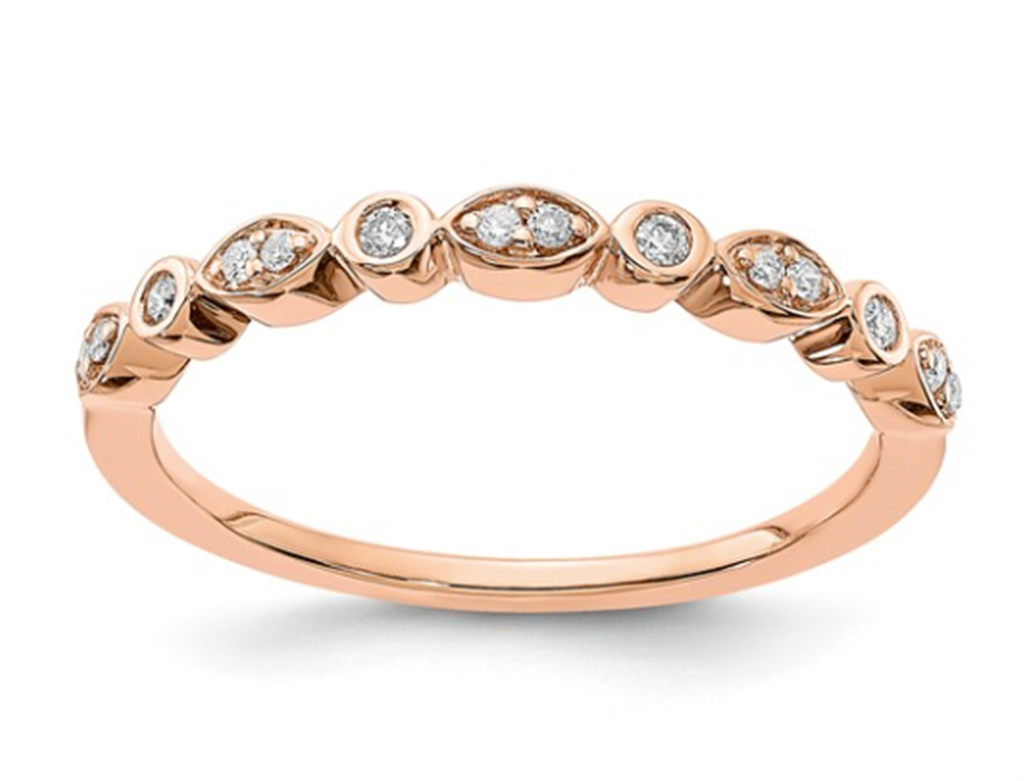 Lady's Rosé 14 Karat Alternating Wedding/Anniversary Ring 14=0.09tw Ro