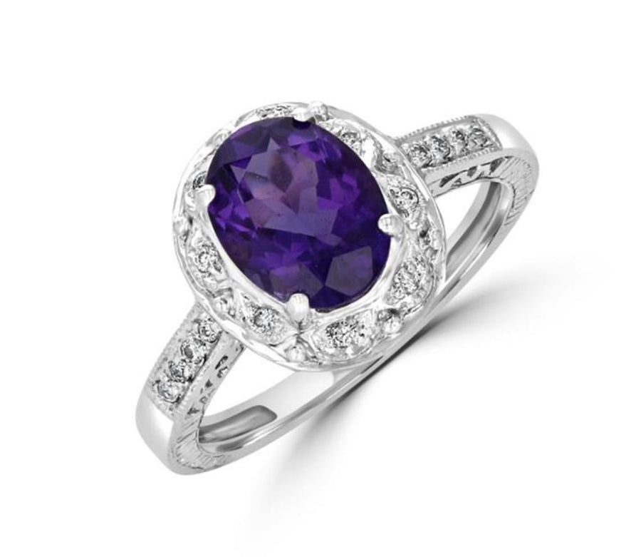 Amethyst 14 Karat White Fashion Ring