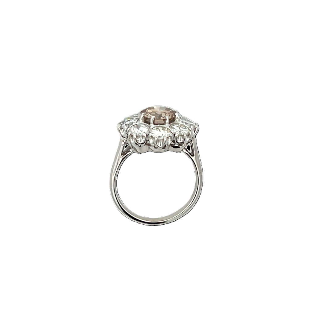 Light Pinkish Brown Halo Diamond Ring