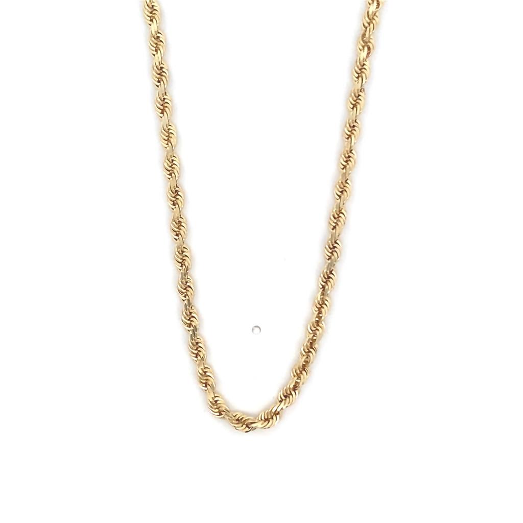 Yellow 14 Karat 3.20mm Solid Rope Chain w/ Box Clasp Estate Jewelry Le