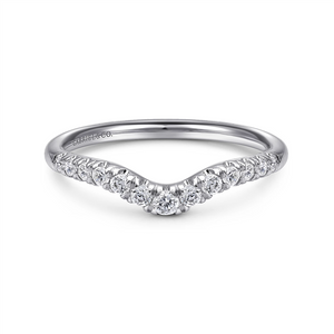 Gabriel & Co. Chambery - Curved 14K White Gold French Pave Diamond Wedding Band - 0.23 ct