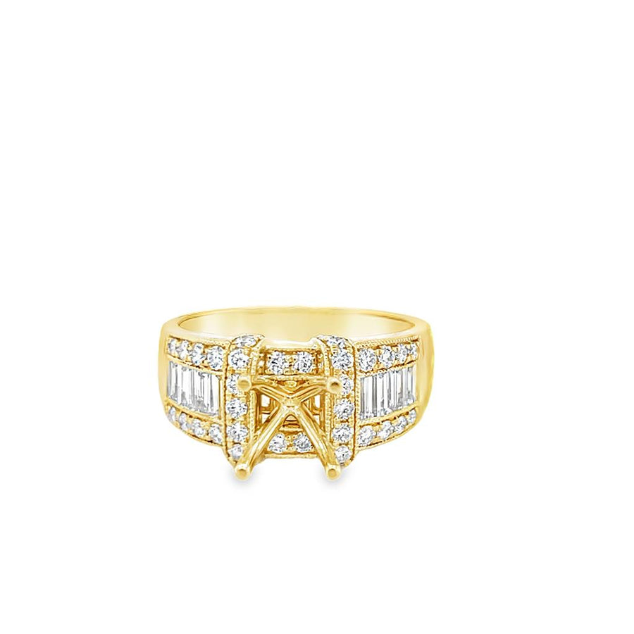 Lady's White 18 Karat Milgrain 3 Row Ring