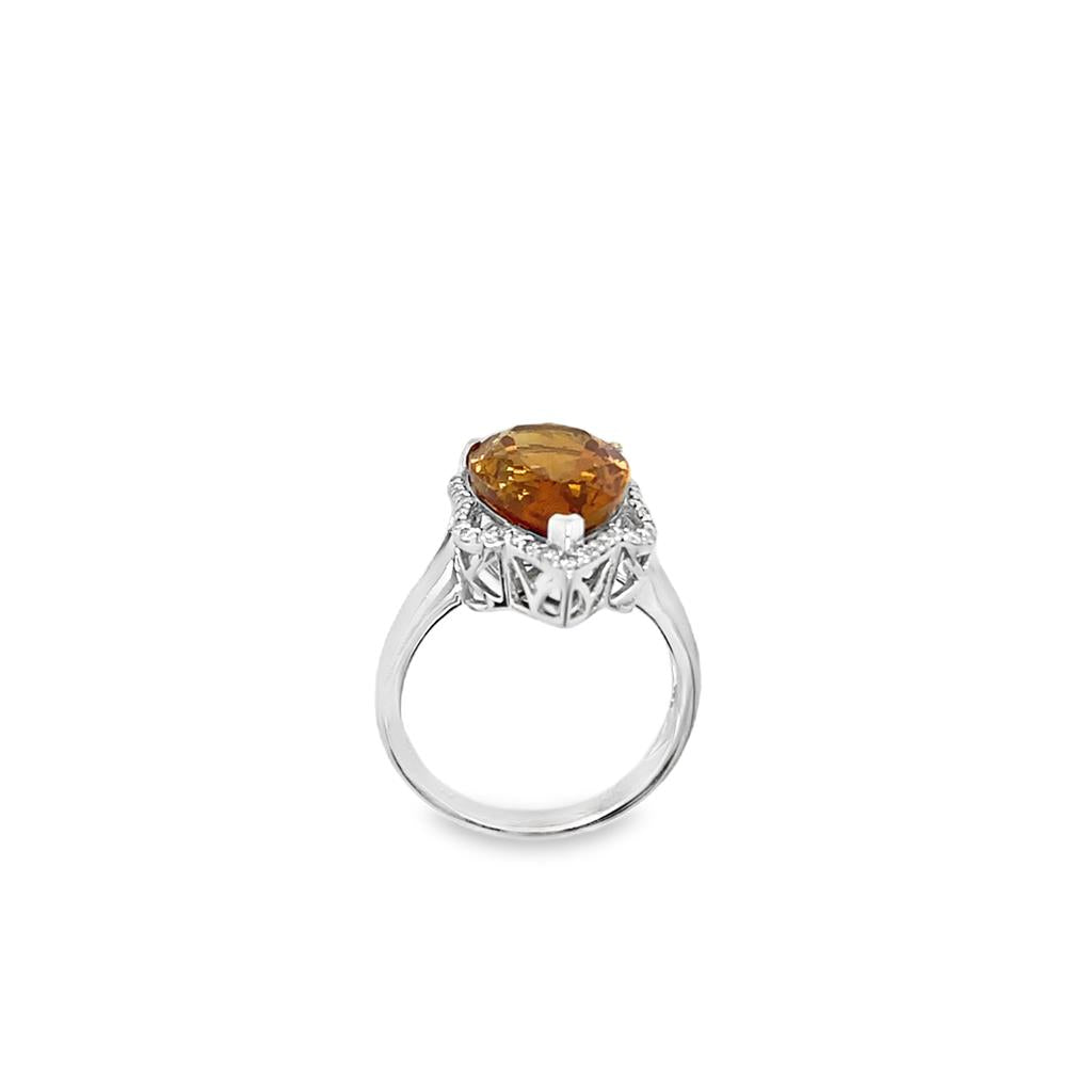 Mandarin Citrine and Diamond Ring