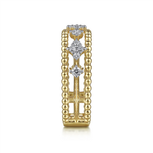 Gabriel & Co. Fashion 14K Yellow Gold Diamond and Bujukan Bead Ring