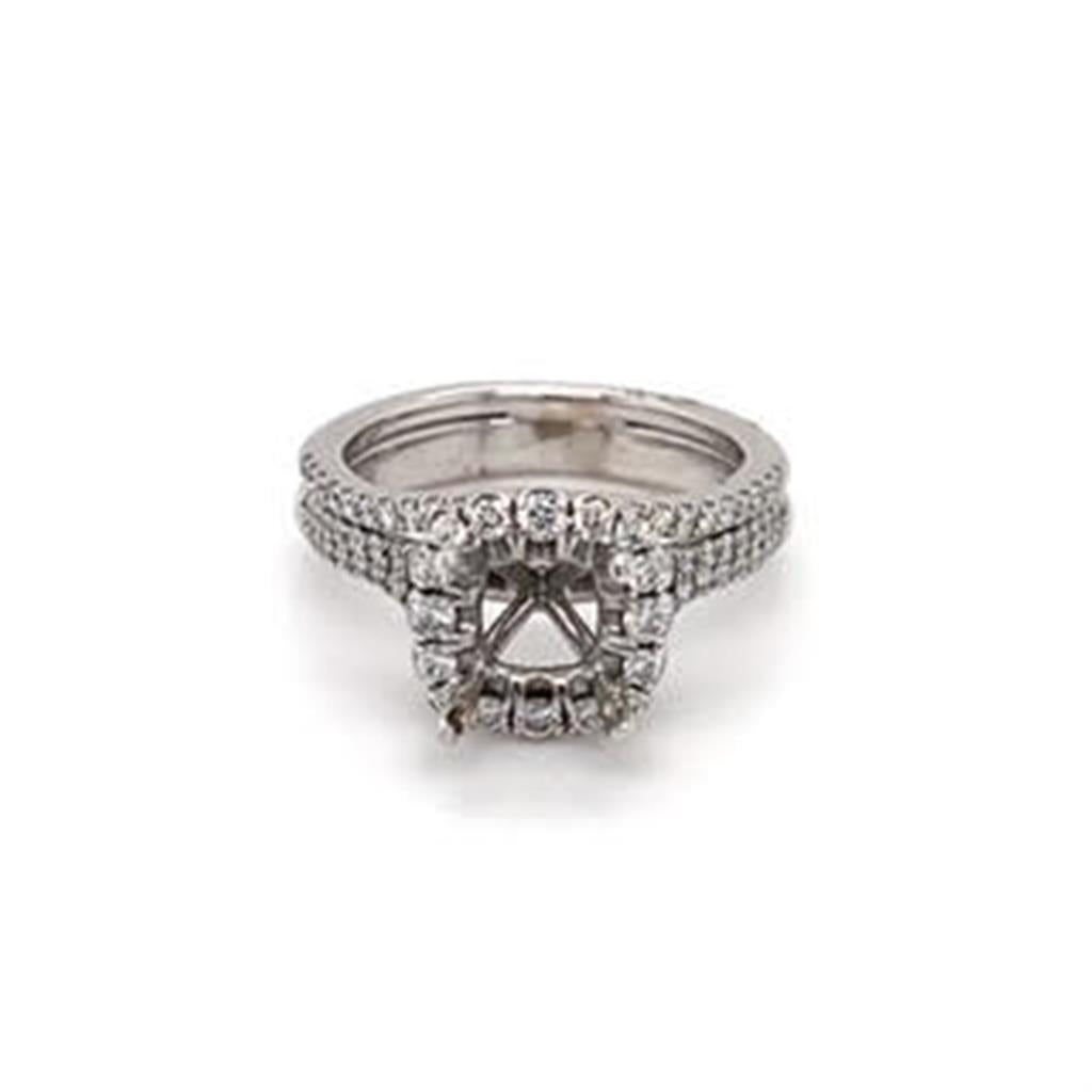 Estate Cushion Halo Engagement Ring Setting