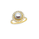 Sloane Street Pearl and Diamond Halo Ring