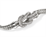 John Hardy Sterling Silver Love Knot Double Row Pave Diamond Bracelet