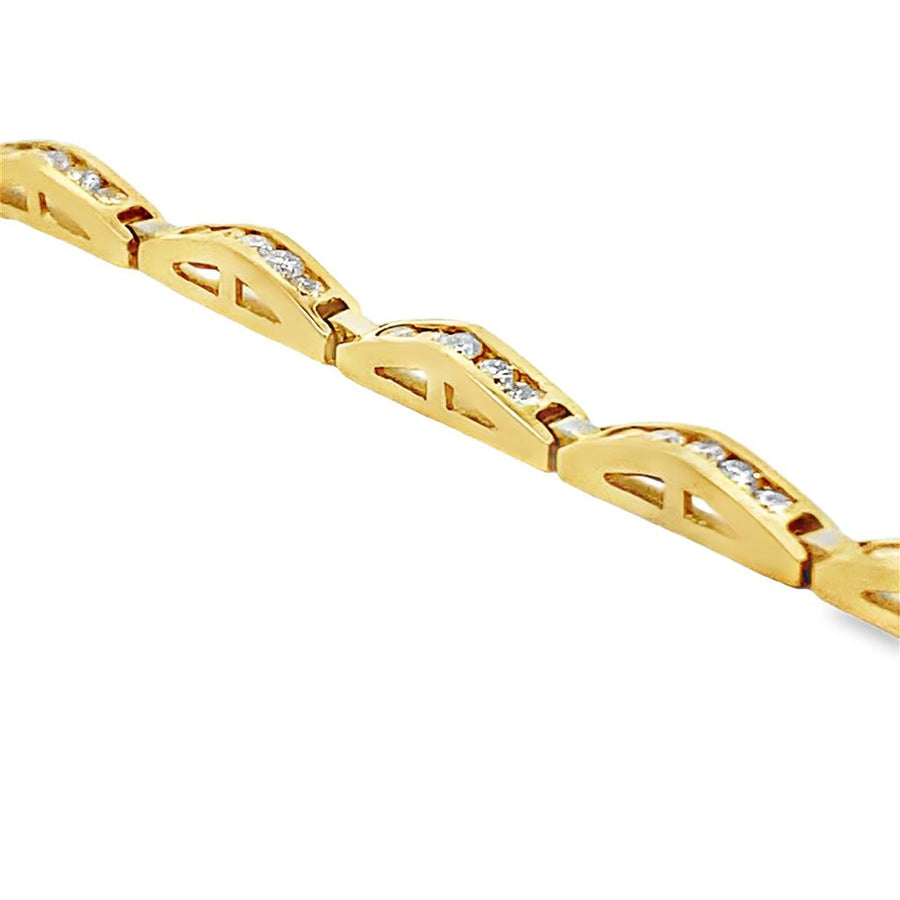 Yellow 14 Karat 3.50mm Channel Set Diamond Bracelet With A Safety Box