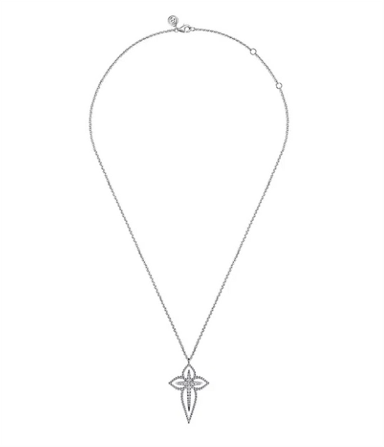 Gabriel & Company White Sapphire Bujukan Cross Necklace