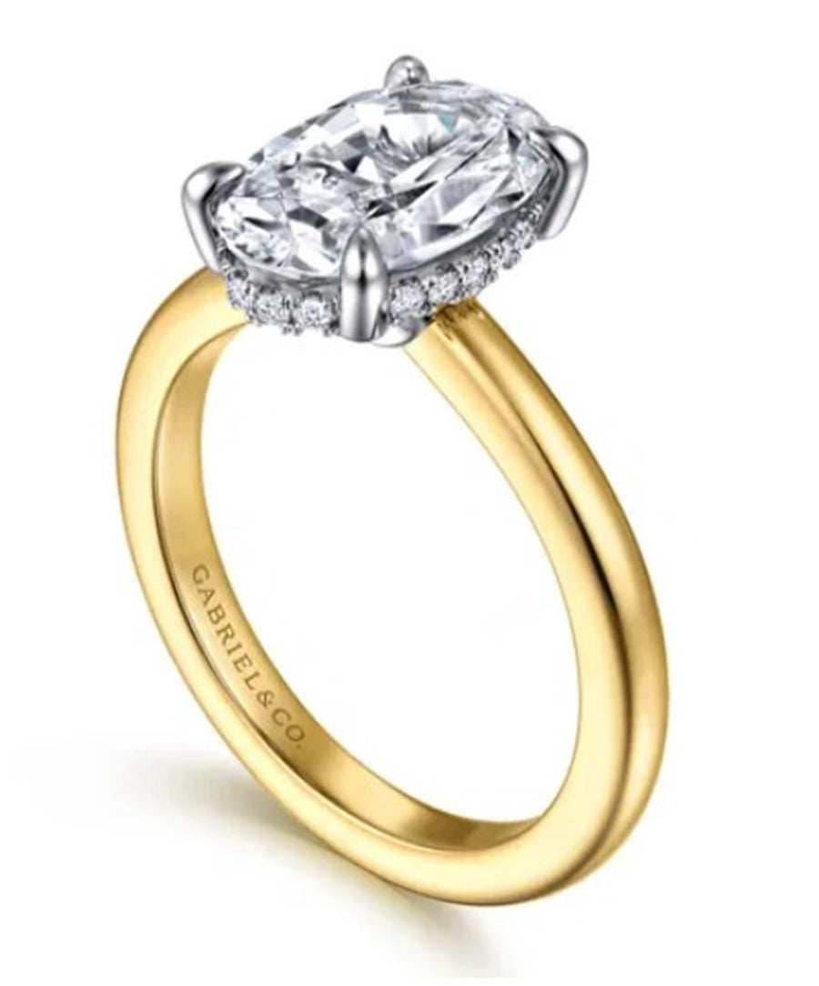 Lady's Two-Tone 14 Karat Hidden Halo Ring Size 6.5 18 = 0.09tw Round G