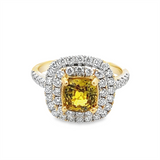 Estate Cushion Yellow Sapphire Halo Ring