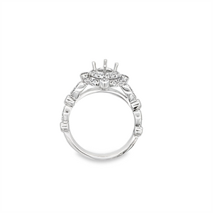 Lady's White 18 Karat Fancy Double Halo Ring