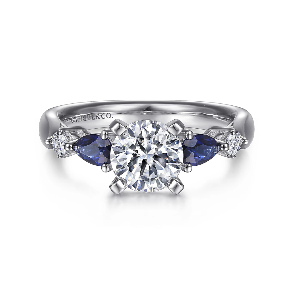 Gabriel & Co. Carrie - 14K White Gold Round Five Stone Sapphire and Diamond Engagement Ring Mounting