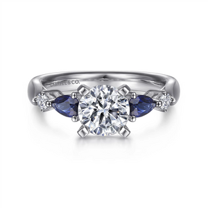 Gabriel & Co Bridal Lady's 14 Karat White Gold Sapphire And Diamond Engagement Ring Mounting