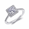 Coast Diamond 14 Karat White Gold Square Diamond Halo and Straight Diamond Band Engagement Ring Mounting