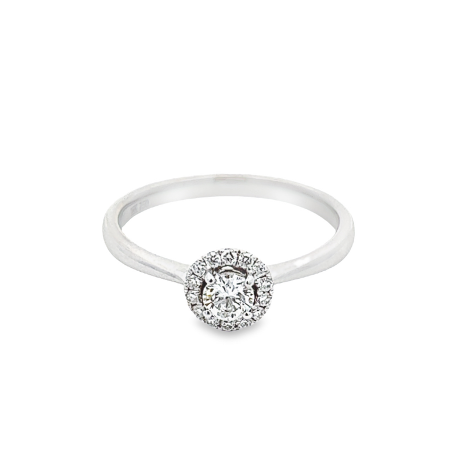 Lady's White 18 Karat Halo Engagement Ring