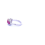 Lady's White 18 Karat 3 Stone Halo Fashion Ring