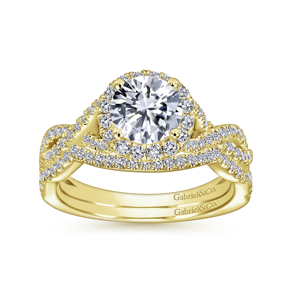 Gabriel & Co. Marissa - 14K Yellow Gold Round Halo Diamond Engagement Ring Mounting