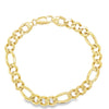 Yellow 14 Karat Diamond Cut 8.7mm Gent's Figaro Chain Bracelet Estate