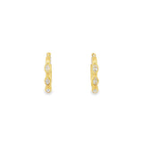 Lady's Yellow 14 Karat Bezel Marquise Huggie Earrings With 6 = 0.25TWT