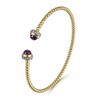 Gabriel & Co. Fashion 14K Yellow Gold Diamond and Amethyst Bujukan Open Bangle