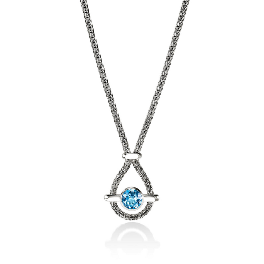 Sterling Silver 2.5Mm Chain With Floating Bezel Halo John Hardy With O