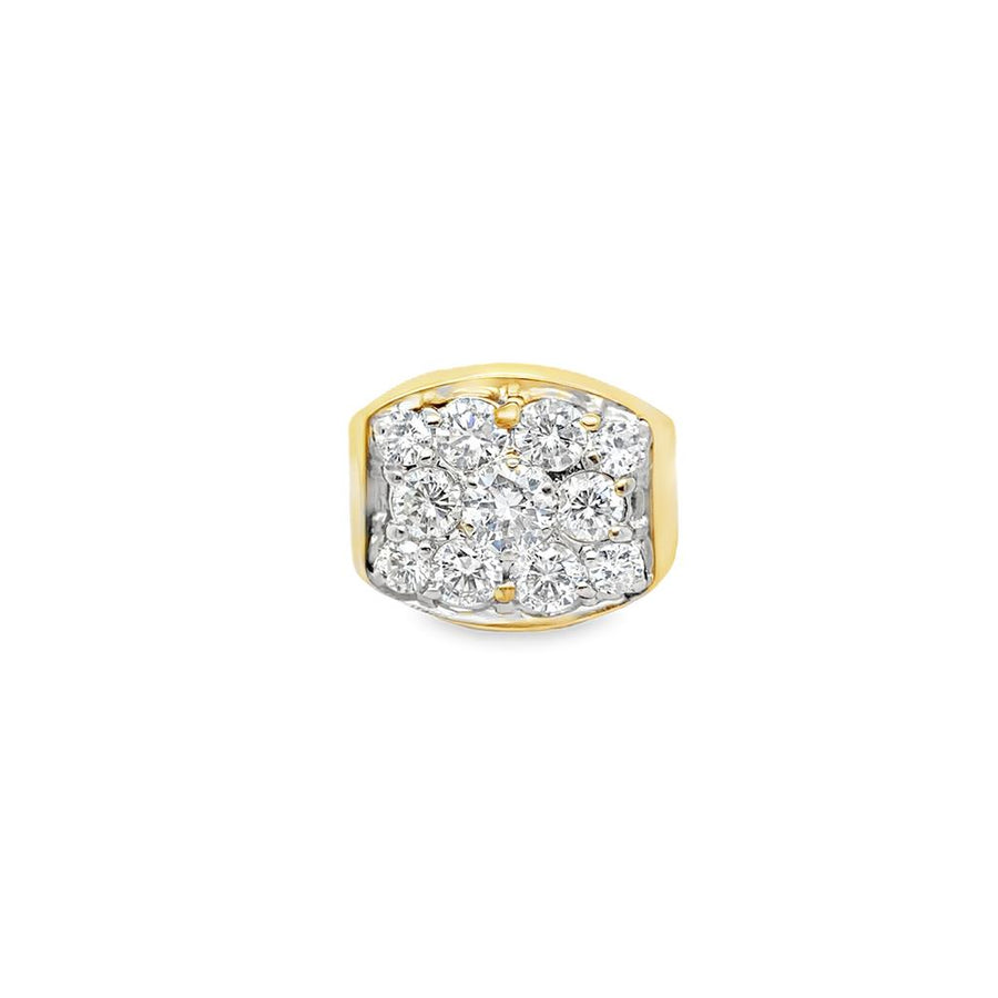Large Square Top Cluster Diamond Ring