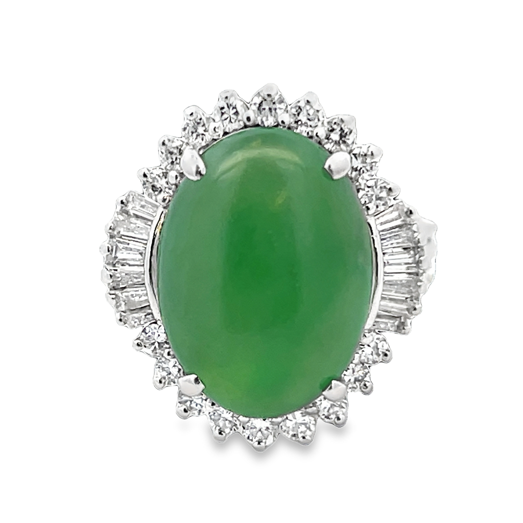 Jade & Diamond Halo Ring- GIA