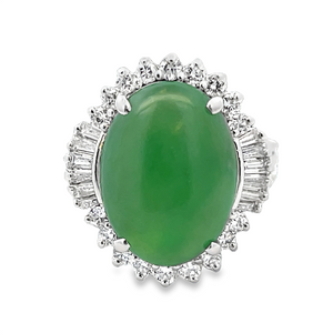 Jade & Diamond Halo Ring- GIA