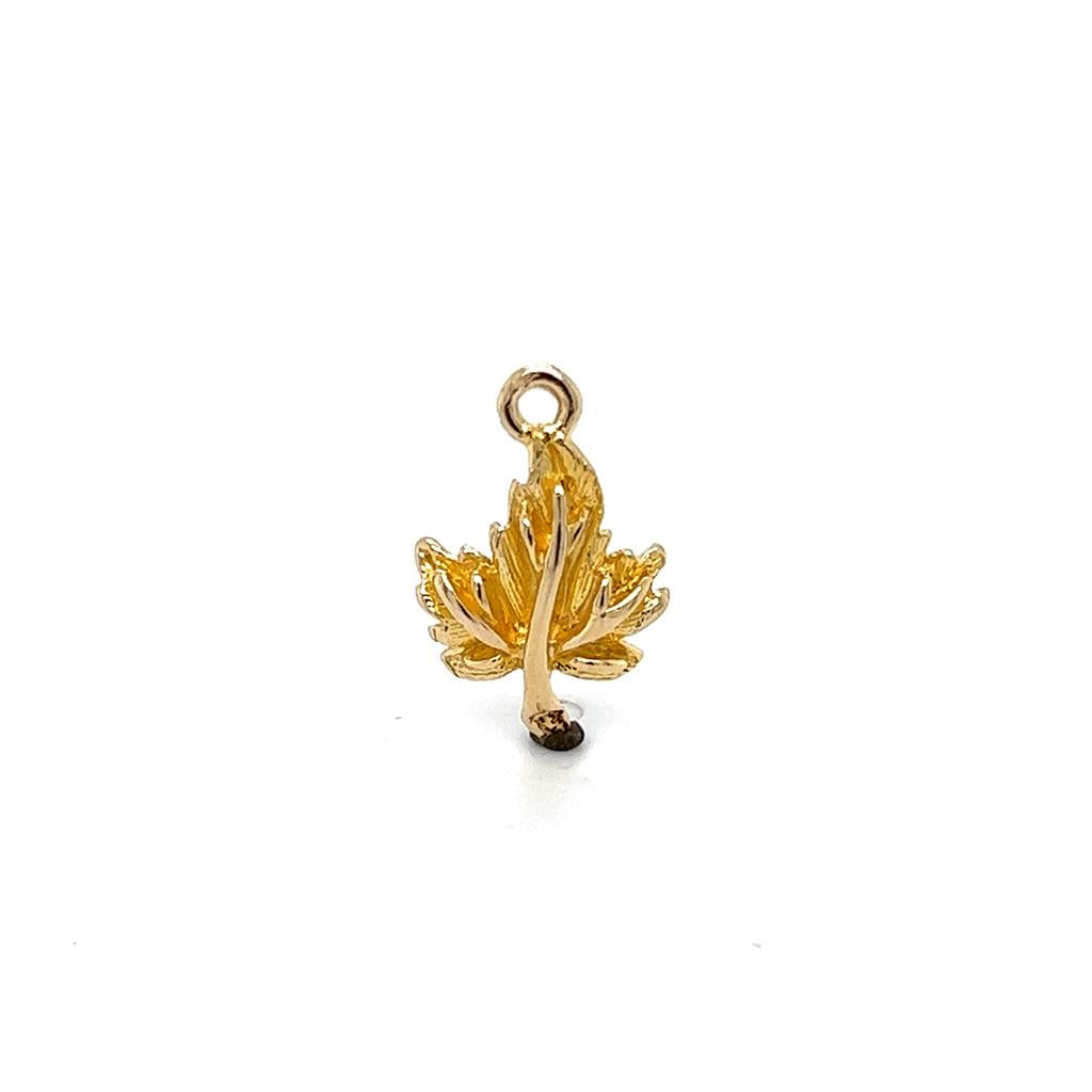 Yellow 14 Karat Maple Leaf Charm Estate Jewelry Gram Weight: 1