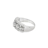 Estate Three Stone Diamond Wide Band Engagement Ring