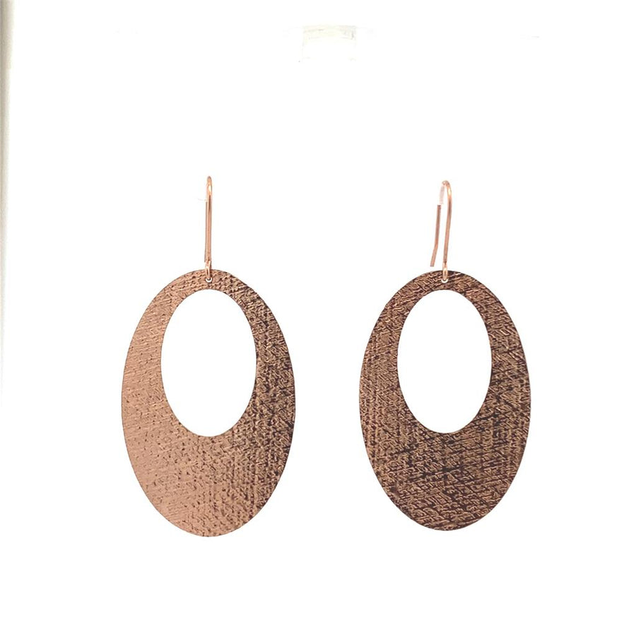 Rosé 14 Karat Laser 52X26mm Open Oval Dangle Earrings Estate Jewelry G