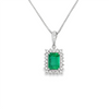 Emerald & Diamond Halo Pendant