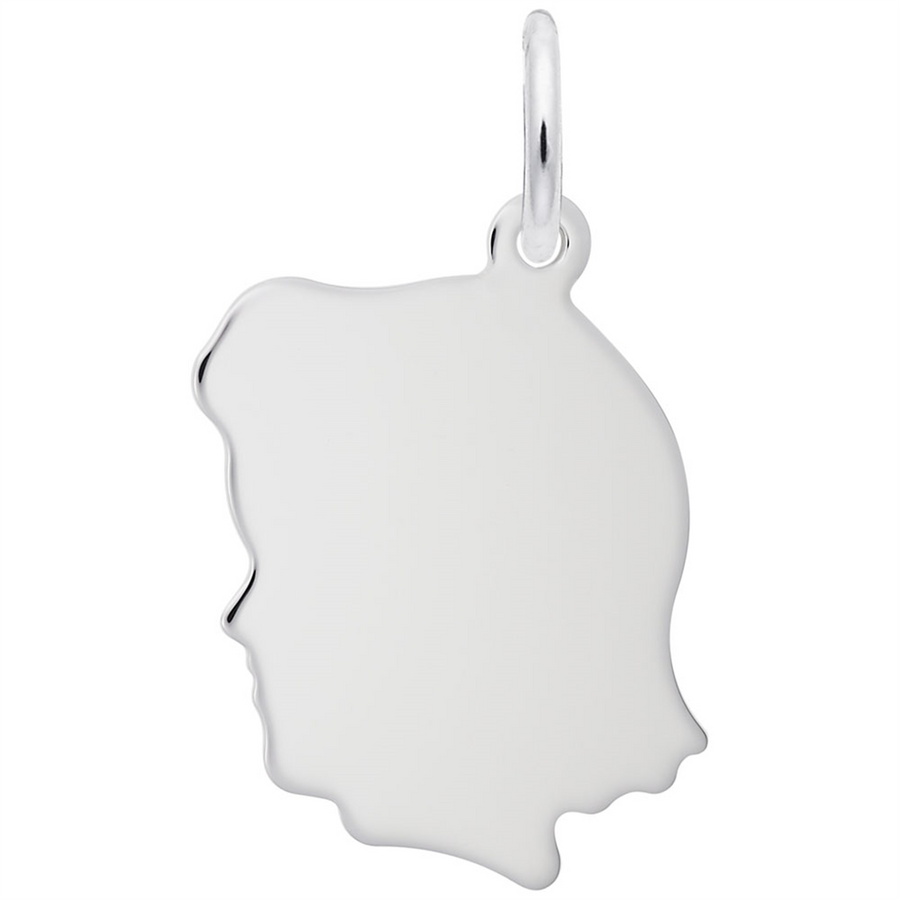 Rembrandt Charms Flat Girl’s Head Medium Charm Sterling Silver
