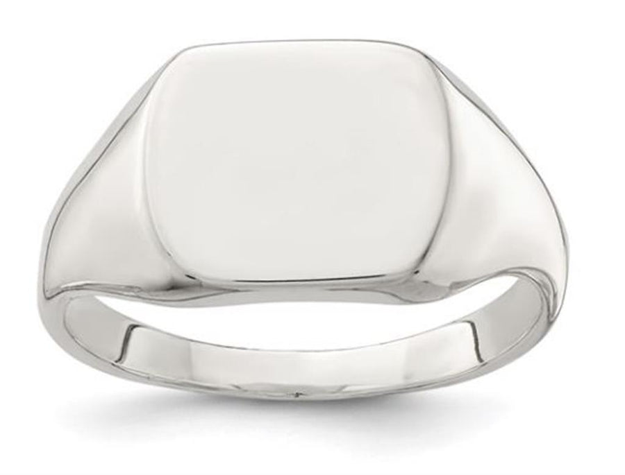 White Sterling Silver Signet Ring Size 10