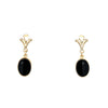 Yellow 14 Karat Fleur-De-Lis Onyx Earring Estate Jewelry With 2=7.50X5.50Mm Oval Onyxs Gram Weight: 1.2