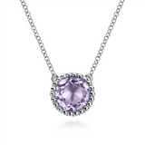 Gabriel & Co. Fashion 925 Sterling Silver Round Pink Amethyst Pendant Necklace